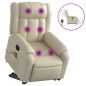 vidaXL Sillón de masaje elevable eléctrico cuero sintético crema vidaXL Sillón de masaje elevable eléctrico cuero sintético crema