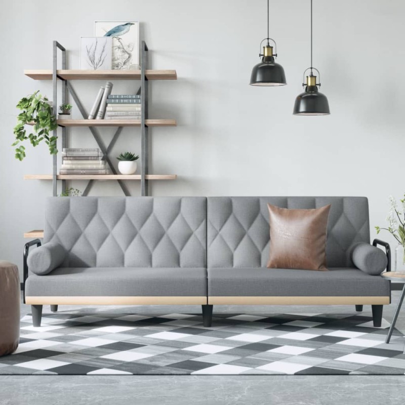 vidaXL Sofá cama con reposabrazos tela gris claro vidaXL Sofá cama con reposabrazos tela gris claro