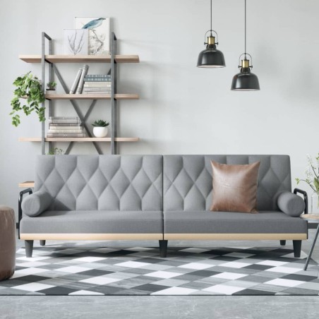 vidaXL Sofá cama con reposabrazos tela gris claro