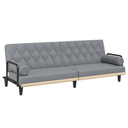 vidaXL Sofá cama con reposabrazos tela gris claro