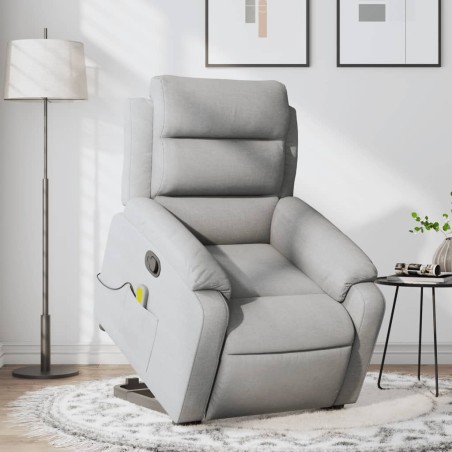 vidaXL Sillón de masaje reclinable de pie de tela gris claro