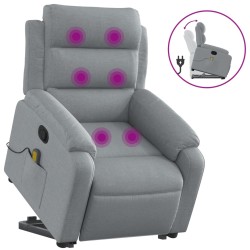 vidaXL Sillón de masaje reclinable de pie de tela gris claro