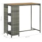 vidaXL Mesa bar estante almacenaje 120x60x110 cm ratán sintético gris vidaXL Mesa bar estante almacenaje 120x60x110 cm ratán sintético gris