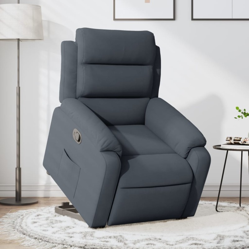 vidaXL Sillón reclinable elevable terciopelo gris oscuro vidaXL Sillón reclinable elevable terciopelo gris oscuro