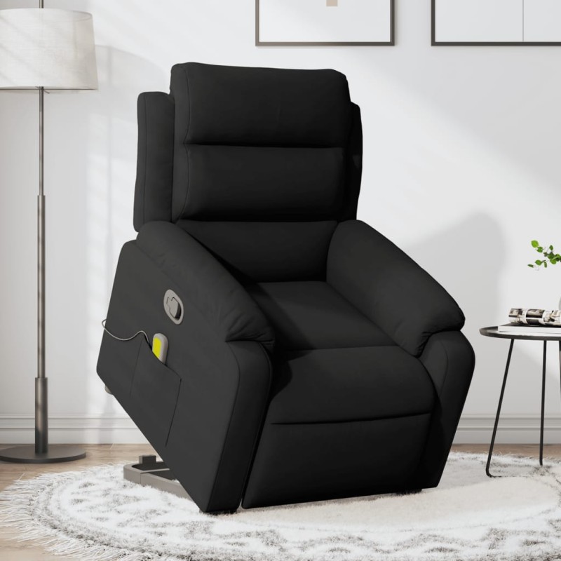 vidaXL Sillón reclinable de masaje elevable terciopelo negro vidaXL Sillón reclinable de masaje elevable terciopelo negro