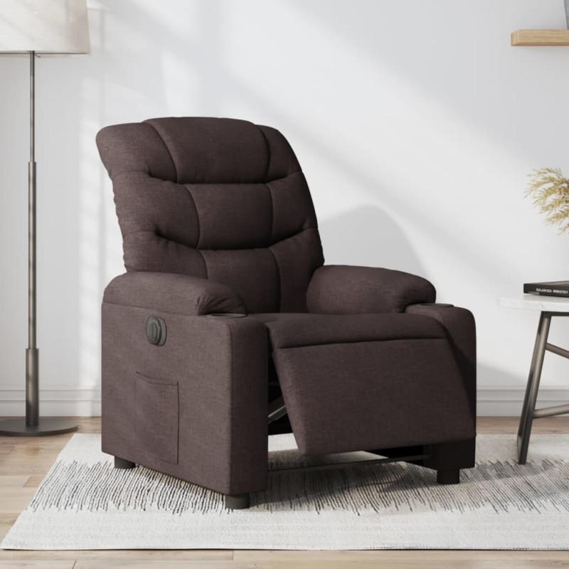 vidaXL Sillón reclinable eléctrico tela marrón oscuro vidaXL Sillón reclinable eléctrico tela marrón oscuro