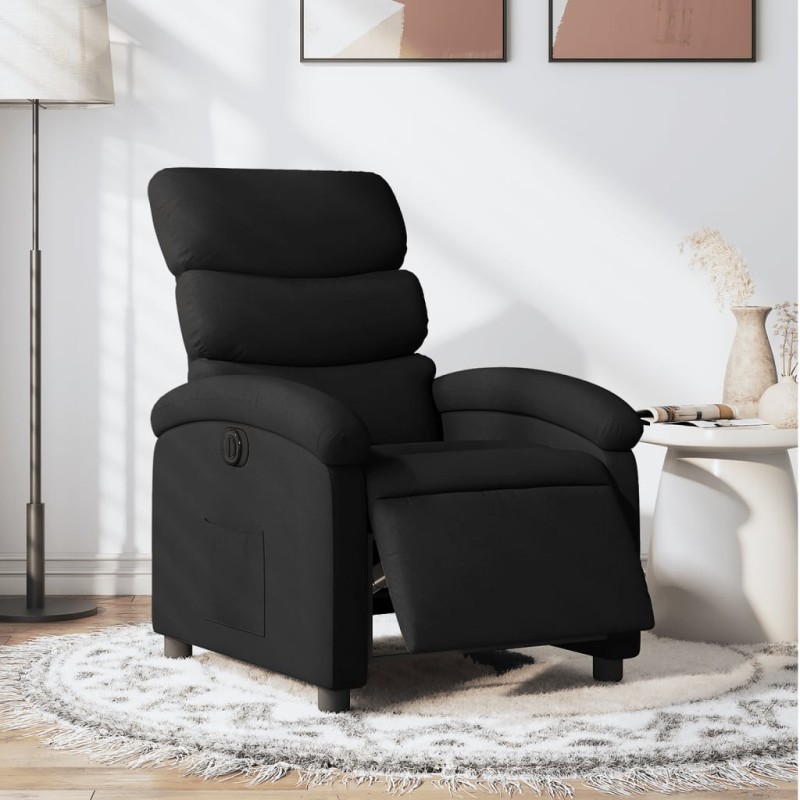 vidaXL Sillón reclinable eléctrico de tela negro vidaXL Sillón reclinable eléctrico de tela negro