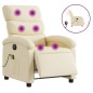 vidaXL Sillón reclinable de masaje eléctrico tela color crema