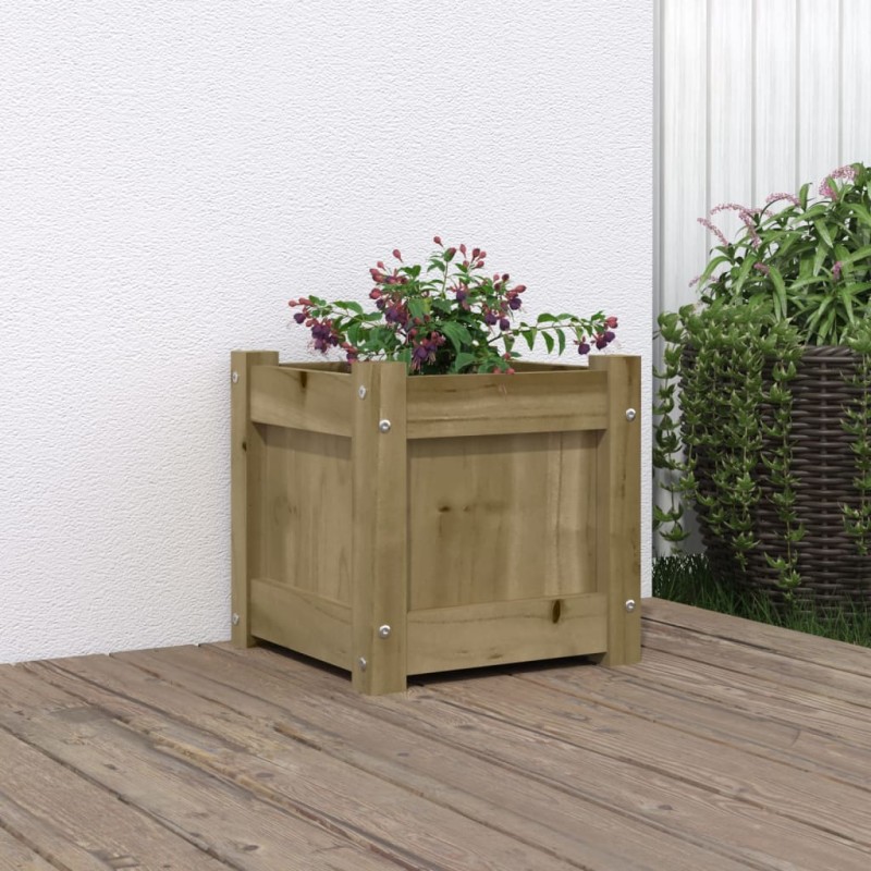 vidaXL Jardinera madera maciza de pino impregnada 31x31x31 cm vidaXL Jardinera madera maciza de pino impregnada 31x31x31 cm