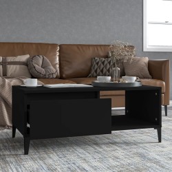 vidaXL Mesa de centro madera contrachapada negro 90x50x36,5 cm