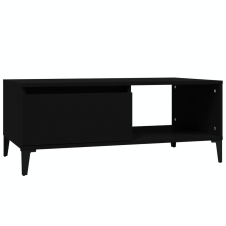 vidaXL Mesa de centro madera contrachapada negro 90x50x36,5 cm