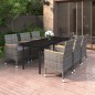 vidaXL Set comedor de jardín 7 pzas y cojines ratán sintético y vidrio vidaXL Set comedor de jardín 7 pzas y cojines ratán sintético y vidrio