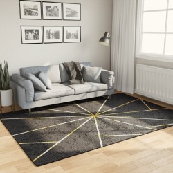 vidaXL Alfombra lavable antideslizante negro y dorado 160x230 cm