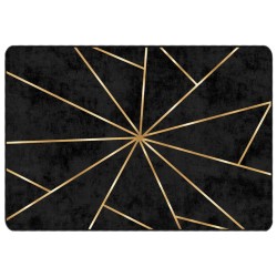 vidaXL Alfombra lavable antideslizante negro y dorado 160x230 cm