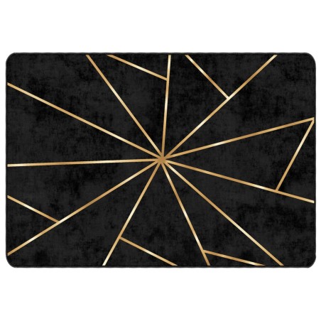 vidaXL Alfombra lavable antideslizante negro y dorado 160x230 cm