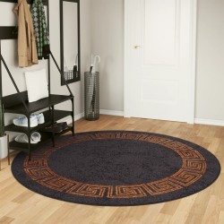 vidaXL Alfombra lavable antideslizante negro y dorado Ø 200 cm