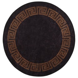 vidaXL Alfombra lavable antideslizante negro y dorado Ø 200 cm