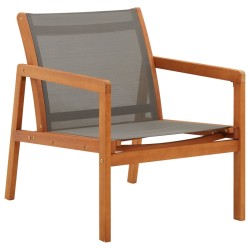 vidaXL Silla de jardín de madera maciza de eucalipto y textilene gris