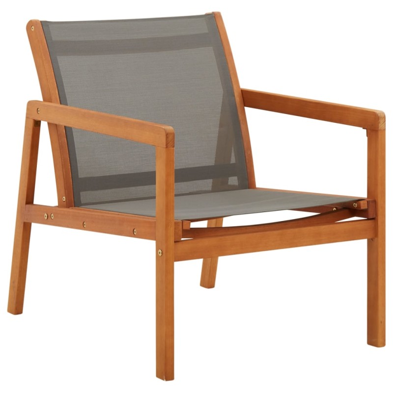 vidaXL Silla de jardín de madera maciza de eucalipto y textilene gris vidaXL Silla de jardín de madera maciza de eucalipto y textilene gris