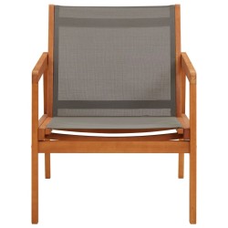 vidaXL Silla de jardín de madera maciza de eucalipto y textilene gris