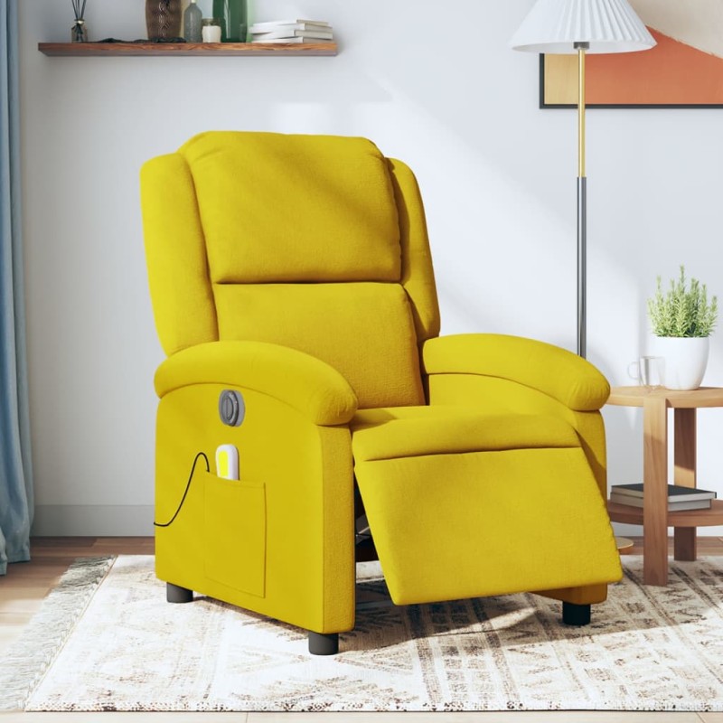 vidaXL Sillón reclinable de masaje eléctrico terciopelo amarillo vidaXL Sillón reclinable de masaje eléctrico terciopelo amarillo