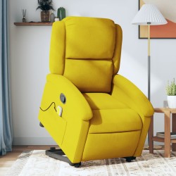 vidaXL Sillón reclinable de masaje elevable terciopelo amarillo