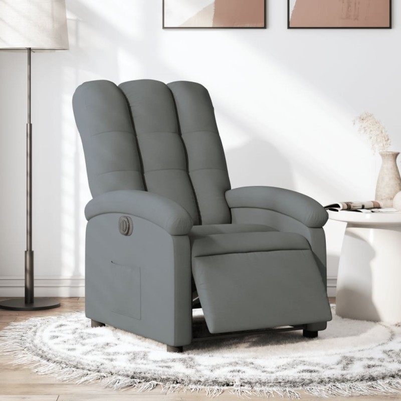 vidaXL Sillón reclinable eléctrico de tela gris oscuro vidaXL Sillón reclinable eléctrico de tela gris oscuro