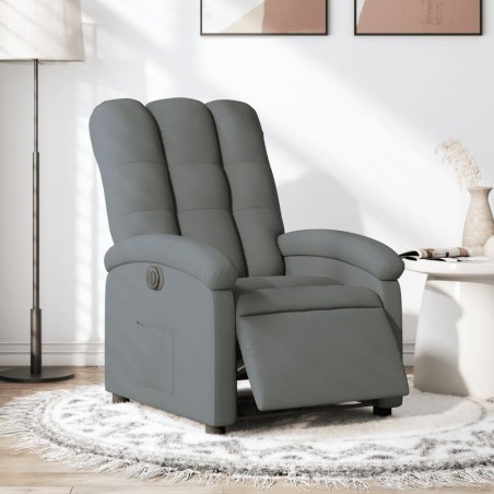vidaXL Sillón reclinable eléctrico de tela gris oscuro