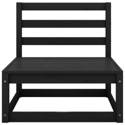 vidaXL Sofá central de jardín negro madera de pino maciza