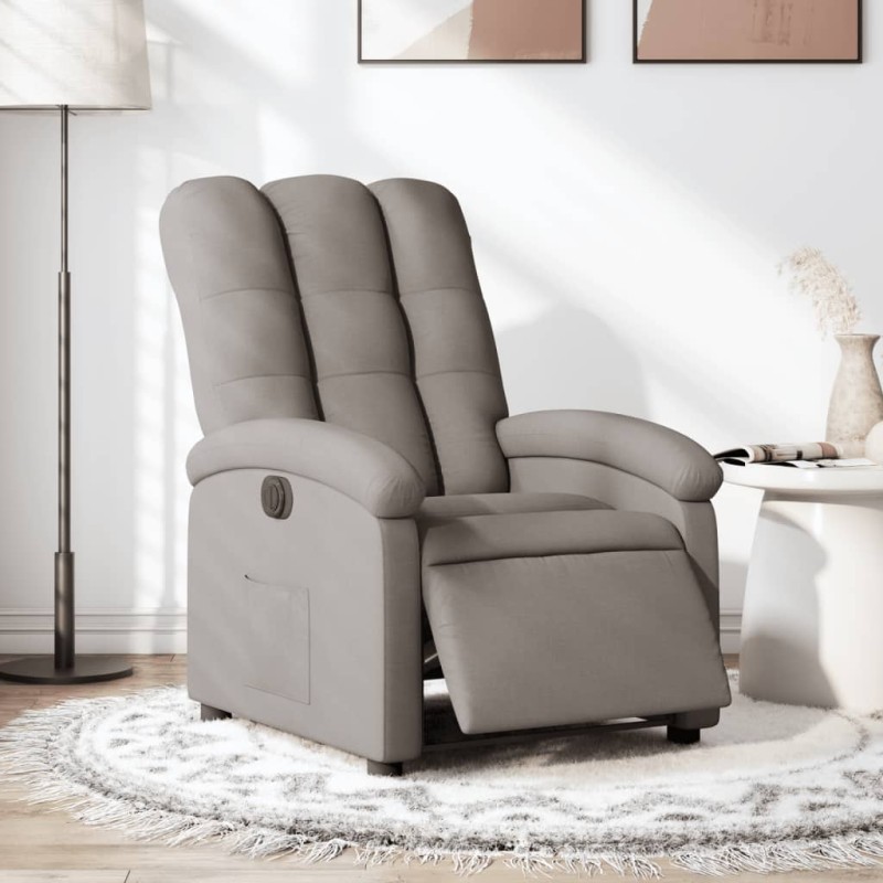 vidaXL Sillón reclinable eléctrico tela gris taupé vidaXL Sillón reclinable eléctrico tela gris taupé