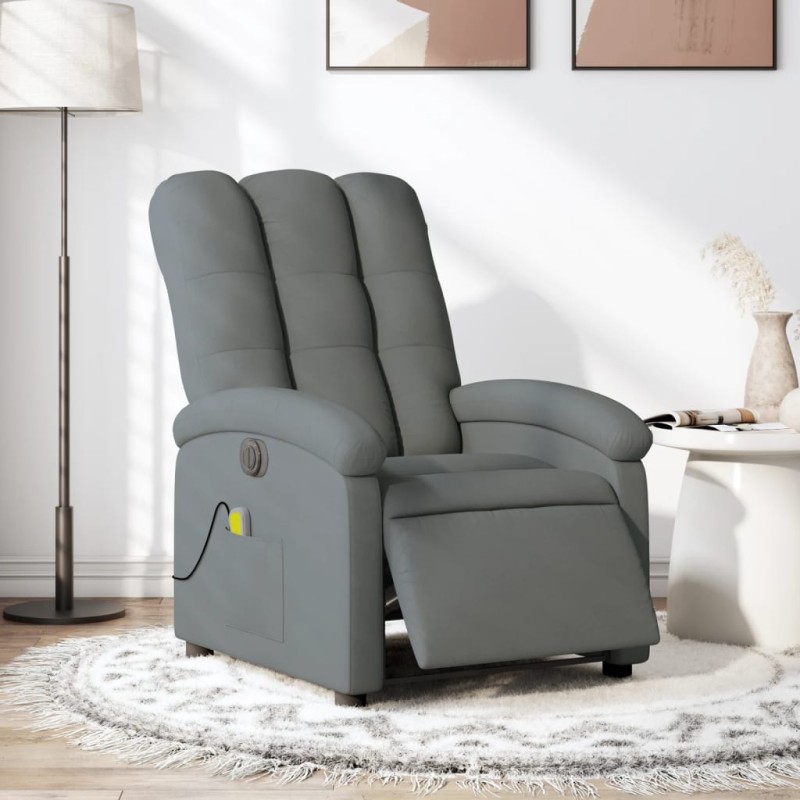 vidaXL Sillón reclinable de masaje eléctrico tela gris oscuro vidaXL Sillón reclinable de masaje eléctrico tela gris oscuro