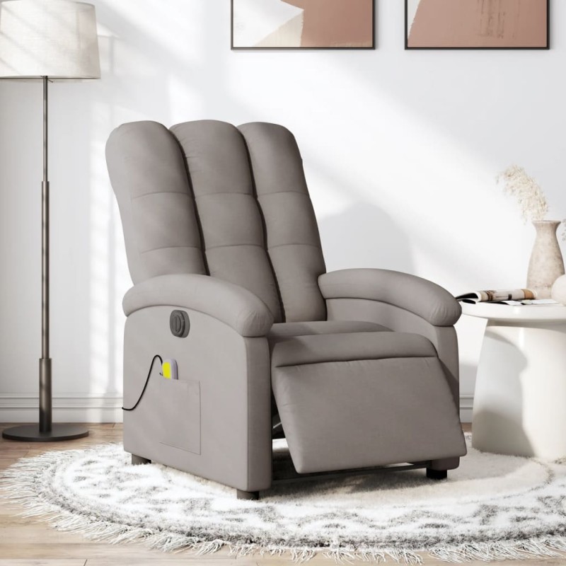 vidaXL Sillón reclinable de masaje eléctrico tela gris taupe vidaXL Sillón reclinable de masaje eléctrico tela gris taupe