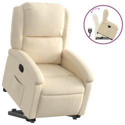 vidaXL Sillón reclinable elevable de tela color crema