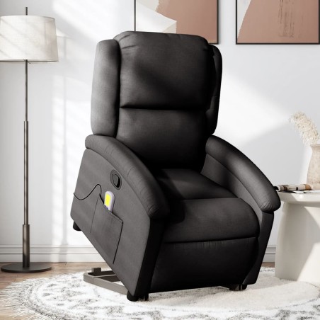 vidaXL Sillón reclinable de masaje elevable tela negro