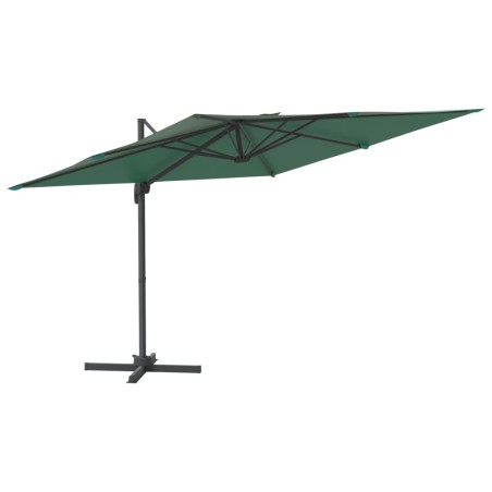 vidaXL Sombrilla voladiza con LED verde 400x300 cm