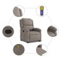vidaXL Sillón reclinable de masaje elevable tela gris taupé vidaXL Sillón reclinable de masaje elevable tela gris taupé