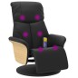 vidaXL Sillón reclinable masaje con reposapiés cuero sintético negro vidaXL Sillón reclinable masaje con reposapiés cuero sintético negro