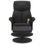 vidaXL Sillón reclinable masaje con reposapiés cuero sintético negro vidaXL Sillón reclinable masaje con reposapiés cuero sintético negro