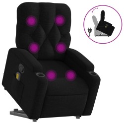 vidaXL Sillón reclinable de masaje elevable tela negro