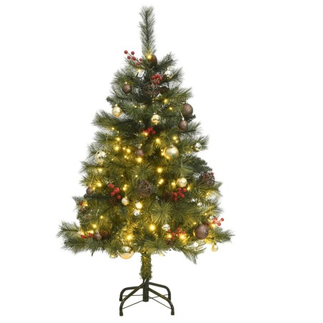 vidaXL Árbol de Navidad artificial con bisagras 150 LED y bolas 150 cm