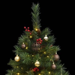 vidaXL Árbol de Navidad artificial con bisagras 150 LED y bolas 150 cm