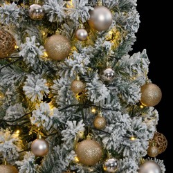 vidaXL Árbol de Navidad artificial con bisagras 300 LED y bolas 180 cm