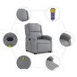vidaXL Sillón de masaje eléctrico reclinable elevable tela gris claro vidaXL Sillón de masaje eléctrico reclinable elevable tela gris claro
