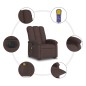 vidaXL Sillón masaje eléctrico reclinable elevable tela marrón oscuro vidaXL Sillón masaje eléctrico reclinable elevable tela marrón oscuro