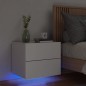 vidaXL Mesita de noche de pared con luces LED blanco vidaXL Mesita de noche de pared con luces LED blanco