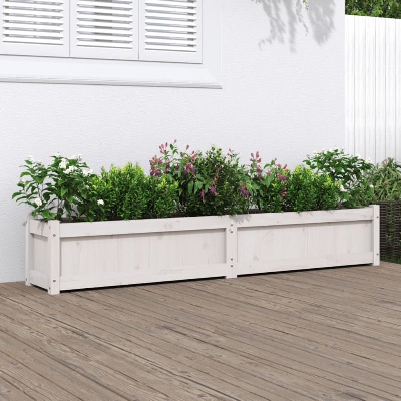vidaXL Jardinera de madera maciza de pino blanca 180x31x31 cm vidaXL Jardinera de madera maciza de pino blanca 180x31x31 cm