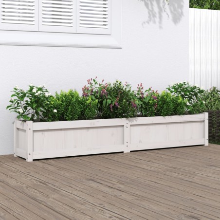 vidaXL Jardinera de madera maciza de pino blanca 180x31x31 cm