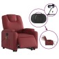 vidaXL Sillón de masaje elevable eléctrico cuero artificial rojo tinto vidaXL Sillón de masaje elevable eléctrico cuero artificial rojo tinto