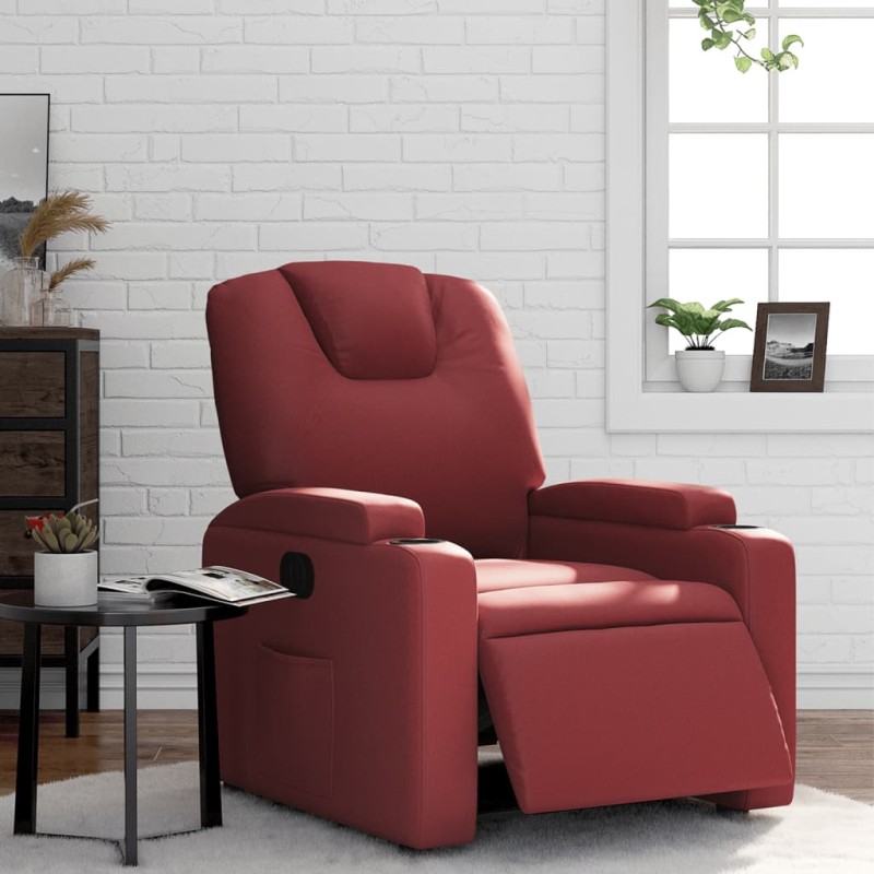 vidaXL Sillón reclinable eléctrico de cuero sintético rojo tinto vidaXL Sillón reclinable eléctrico de cuero sintético rojo tinto