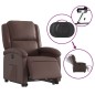 vidaXL Sillón reclinable elevable eléctrico de cuero sintético marrón vidaXL Sillón reclinable elevable eléctrico de cuero sintético marrón